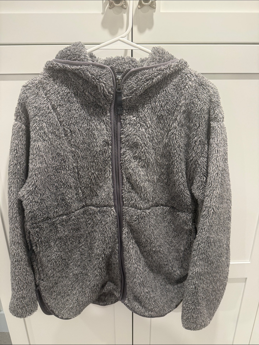L.L. Bean Gray Plush Hooded Zip Jacket